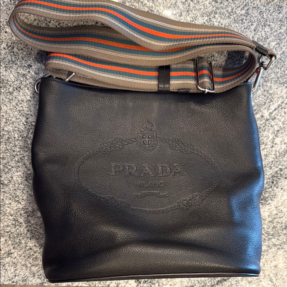 Prada Black Messenger Bag with Structured Design